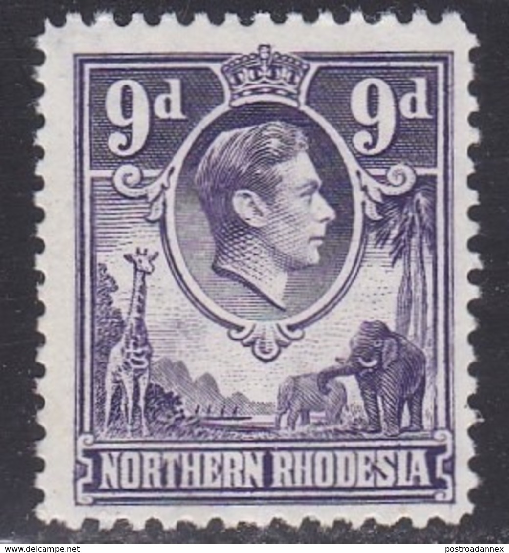 Northern Rhodesia, Scott #39, Mint Hinged, King George VI, Issued 1952 - Nordrhodesien (...-1963)