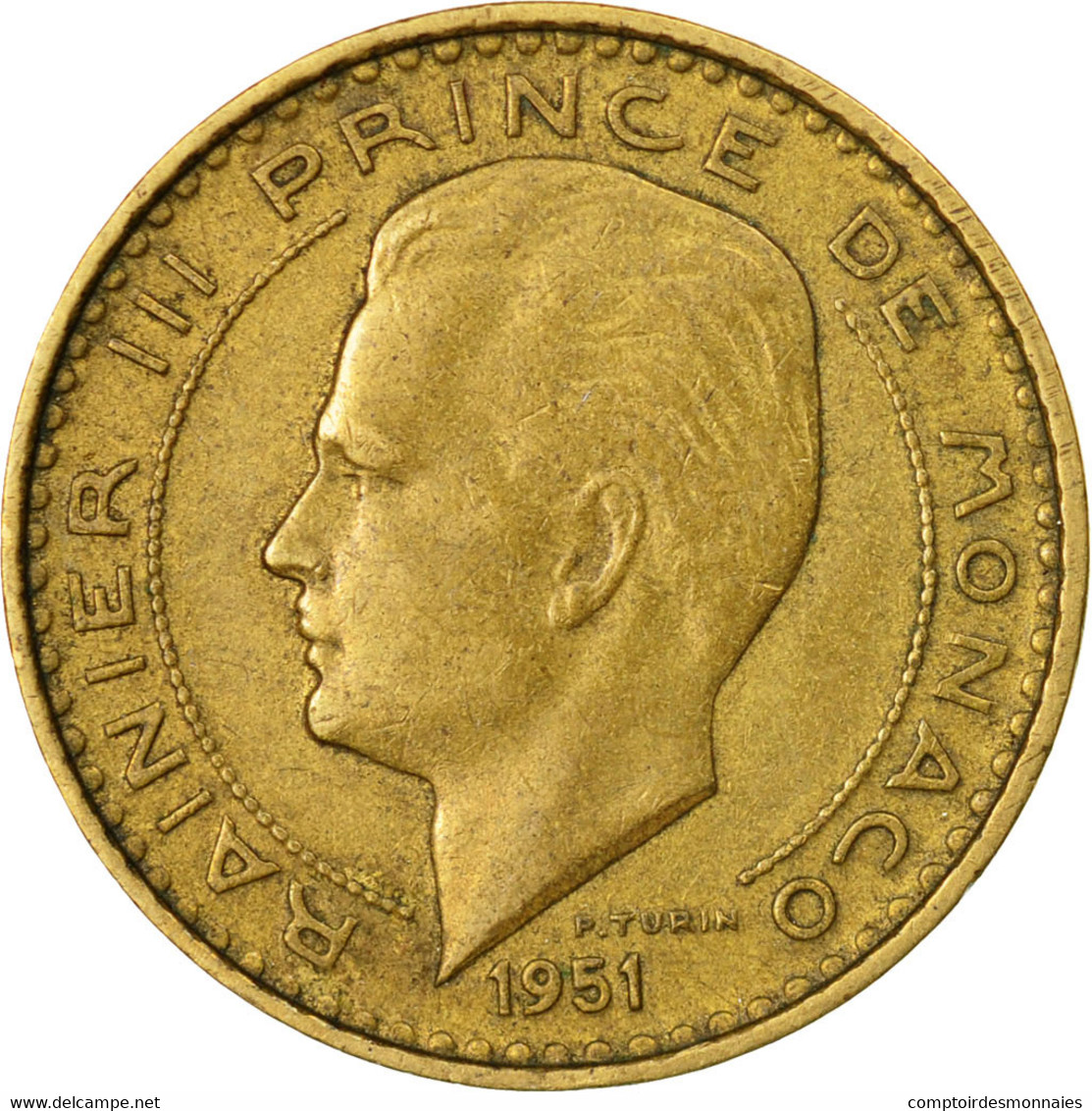 Monnaie, Monaco, Rainier III, 10 Francs, 1951, TTB, Aluminum-Bronze, Gadoury:MC - 1949-1956 Anciens Francs