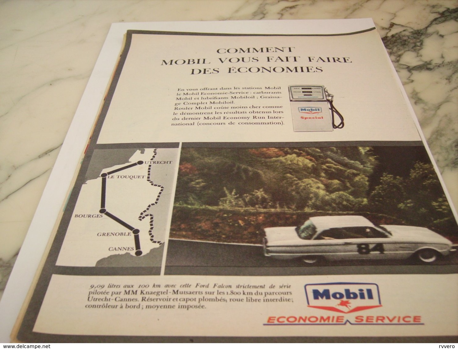 ANCIENNE  PUBLICITE  ECONOMIE AVEC MOBIL ET FORD 1961 - Other & Unclassified