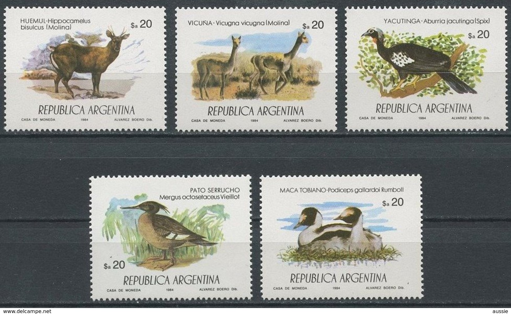 Argentine Argentinie 1984 Yvertn° 1430-1434 *** MNH Cote 5,00  Euro Faune Oiseaux Vogels Birds - Neufs