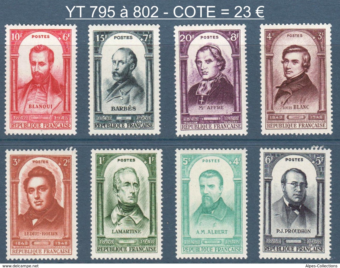 033- Timbres YT 795 à 802 - Centenaire De La Révolution De 1848 - 1948 - Neufs