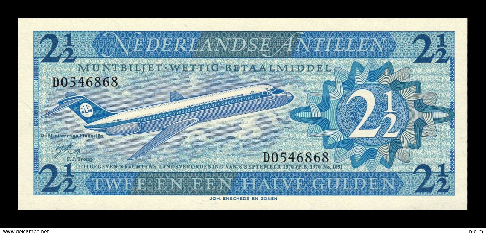Antillas Holandesas Netherlands Antilles 2 1/2 Gulden Douglas DC-9-15 1970 Pick 21 SC UNC - Nederlandse Antillen (...-1986)