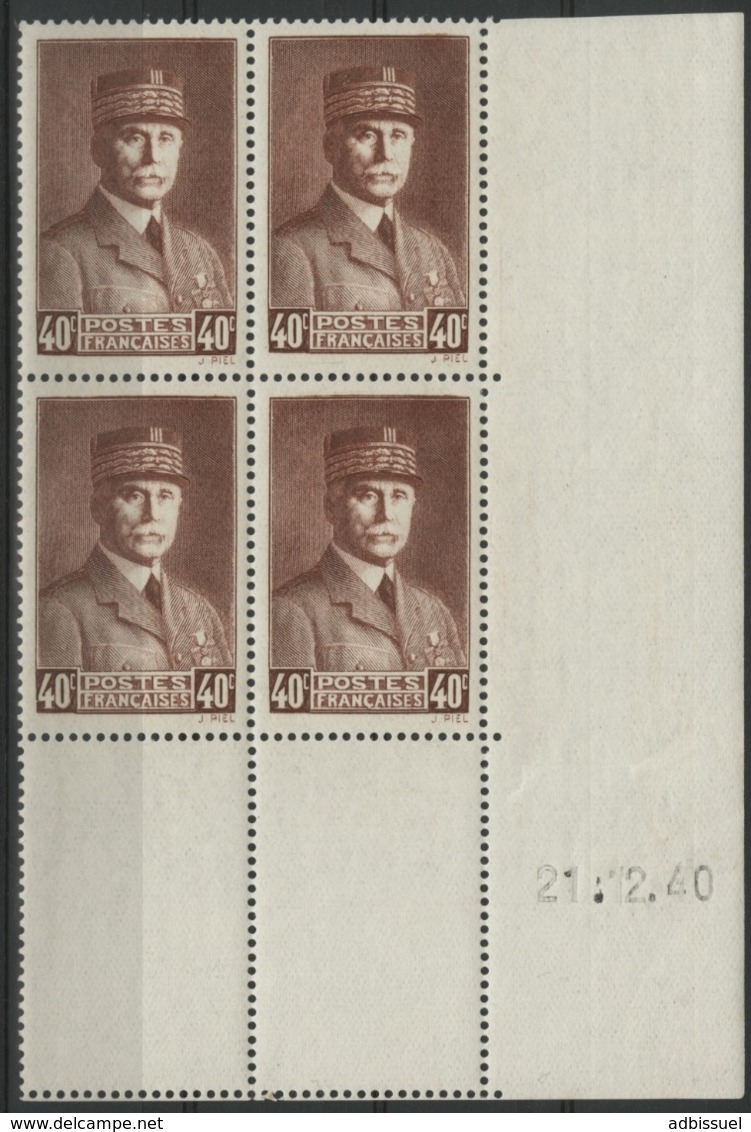 N° 470 ** (MNH). Coin Daté Du 21/12/40 / Bloc De Quatre "Maréchal Pétain". - 1940-1949