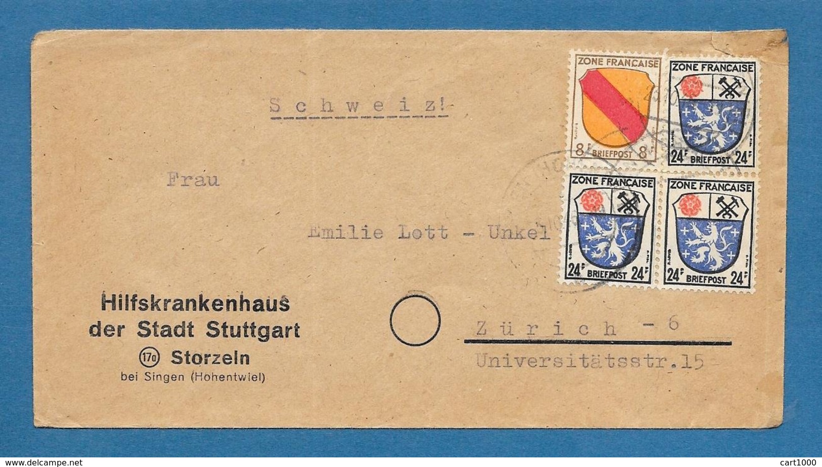 1946 ZONE FRANCAISE SINGEN HOHENTWIEL TO ZURICH - Other & Unclassified