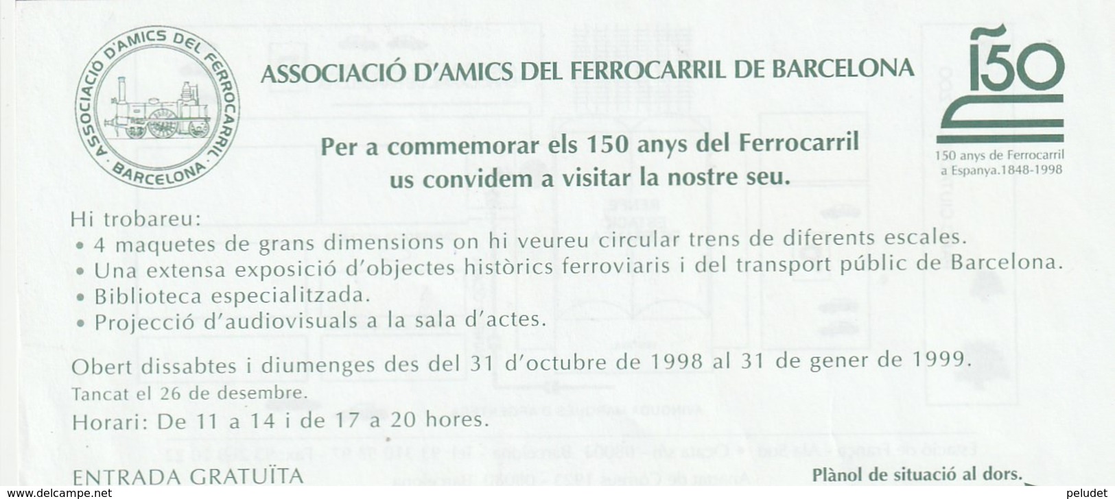 TICKET - ENTRADA / ASSOCIACIO AMICS FERROCARRIL BARCELONA 1998-1999 - Eintrittskarten