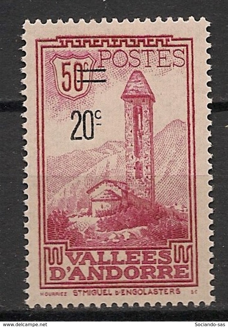 Andorre - 1935 - N°Yv. 46 - 20c Sur 50c Lie De Vin - Neuf Luxe ** / MNH / Postfrisch - Neufs