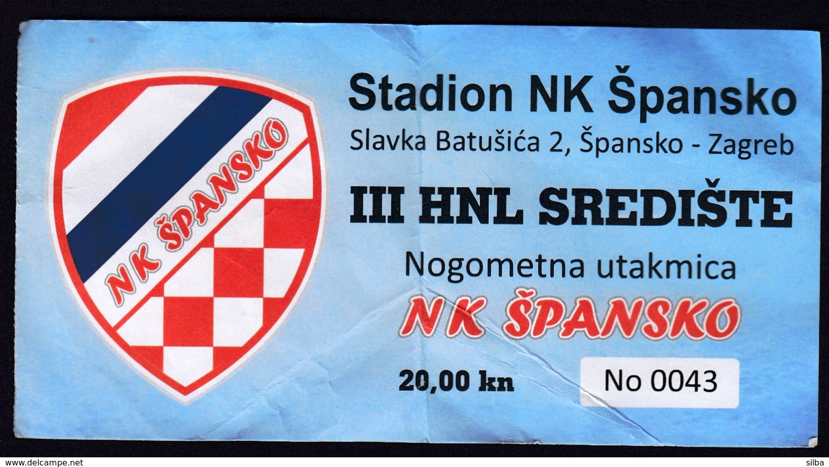 Croatia 2019 / Football Club Spansko / Coat Of Arms / Entry Game Ticket - Andere & Zonder Classificatie