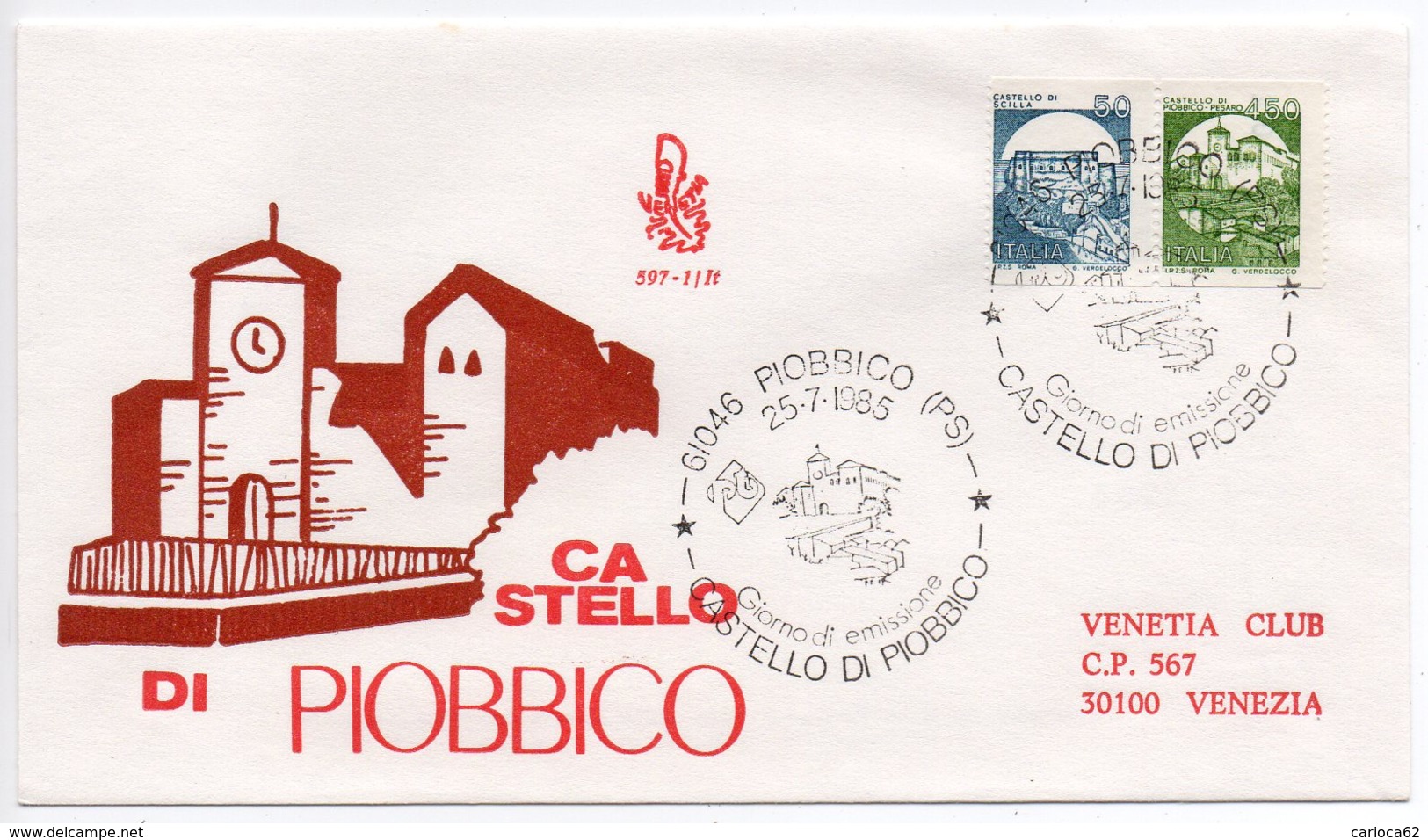 1985 - FDC " CASTELLI BOBINA " VENETIA VIAGGIATA VEDI++++ - FDC