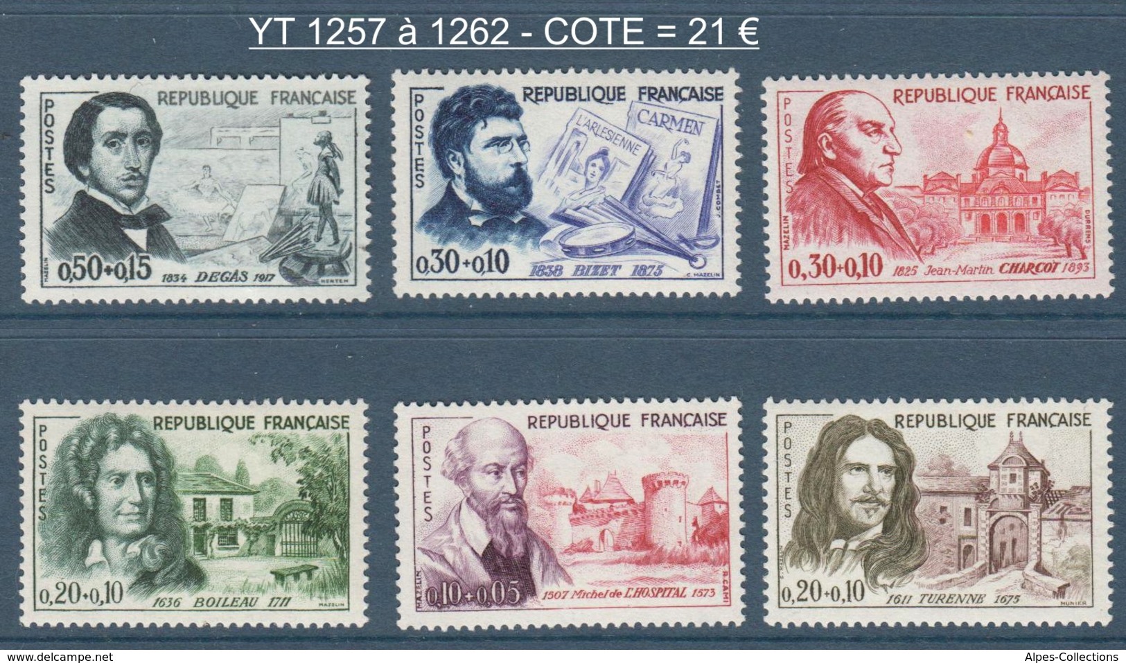 043- Timbres YT 1257 à 1262 - Célébrités - 1960 - Unused Stamps