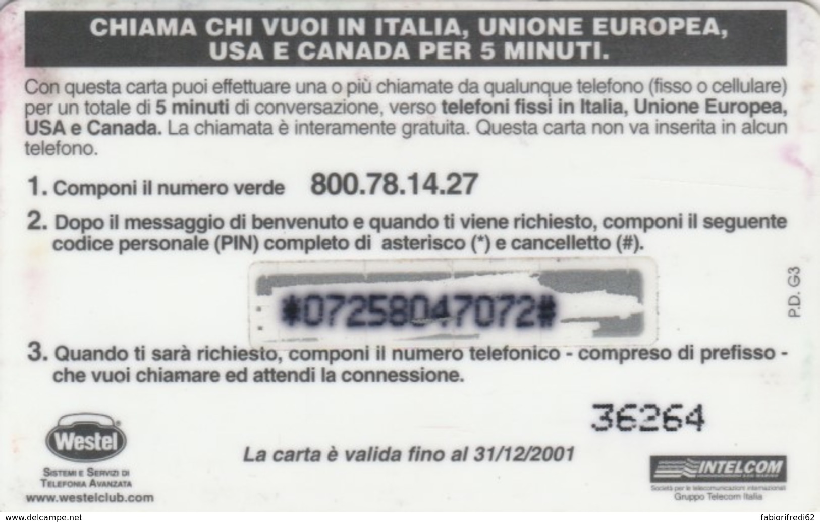 PREPAID PHONE CARD ITALIA WESTEL (PK1259 - Cartes GSM Prépayées & Recharges