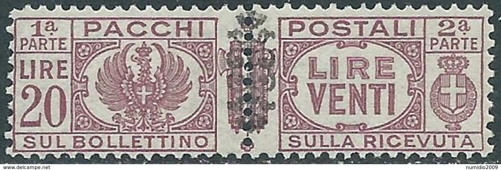 1945 LUOGOTENENZA PACCHI POSTALI 20 LIRE MNH ** - RB14-6 - Paketmarken