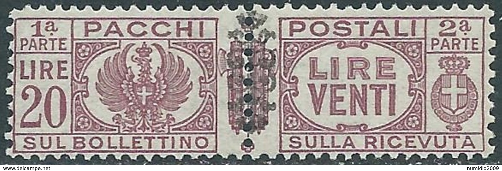 1945 LUOGOTENENZA PACCHI POSTALI 20 LIRE MNH ** - RB14-6 - Postpaketten