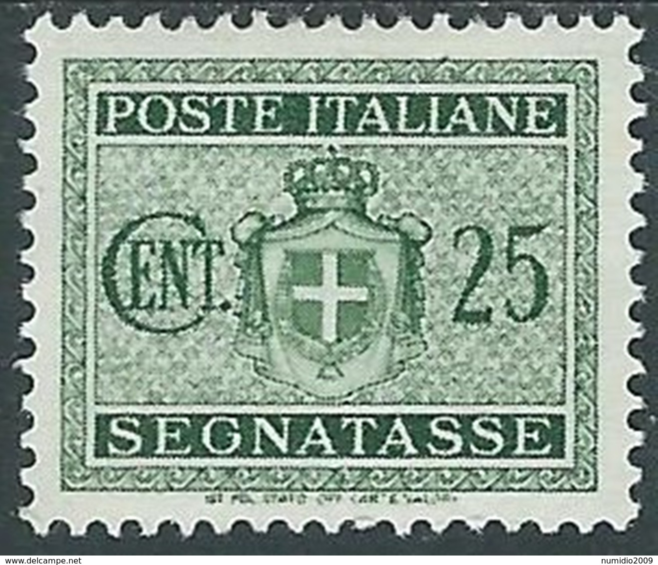 1945 LUOGOTENENZA SEGNATASSE 25 CENT SENZA FILIGRANA MH * - RB8-8 - Postage Due