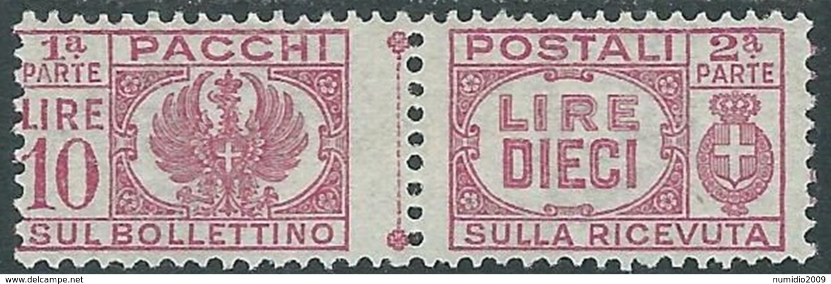 1946 LUOGOTENENZA PACCHI POSTALI 10 LIRE MH * - RB14-6 - Colis-postaux