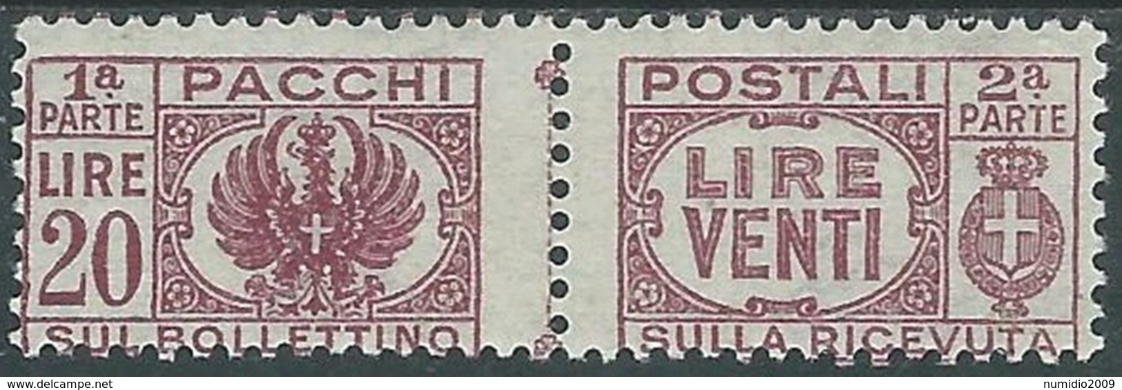 1946 LUOGOTENENZA PACCHI POSTALI 20 LIRE MH * - RB14-6 - Colis-postaux