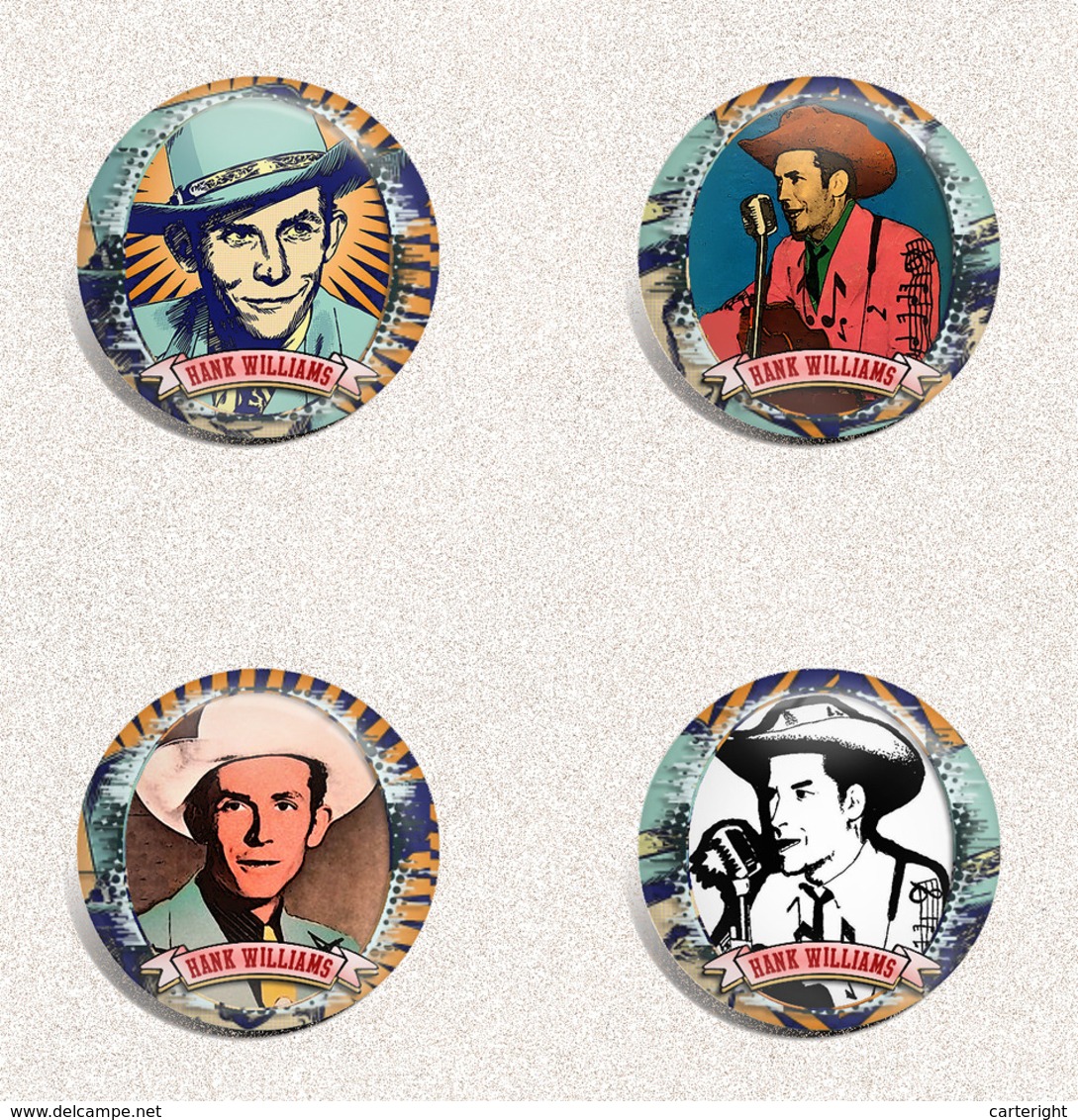 35 X Hank Williams Music Fan ART BADGE BUTTON PIN SET 1 (1inch/25mm Diameter) - Music