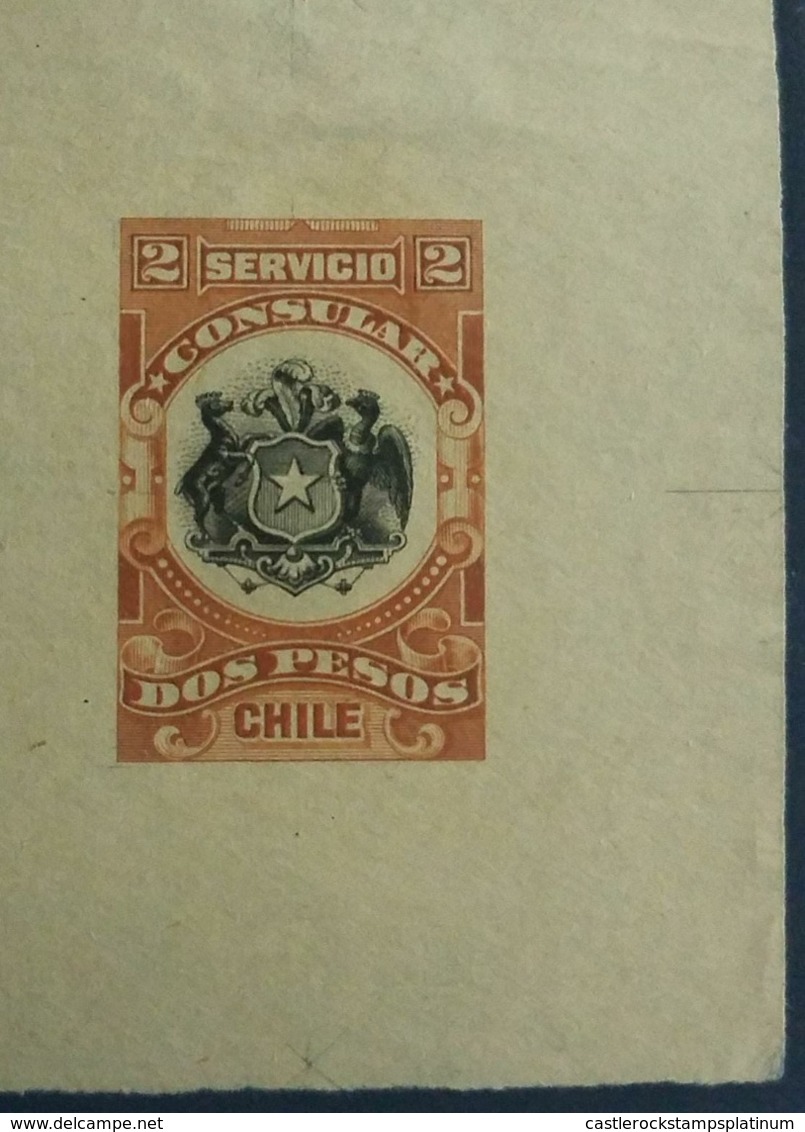 O) 1907 CHILE, REVENUE AND PROOF - CONSULAR ISSUE 2p - COAT OF ARMS -SUPERB DIE PROOF ON LARG PIECE OF PAPER WITH GUIDE - Chile