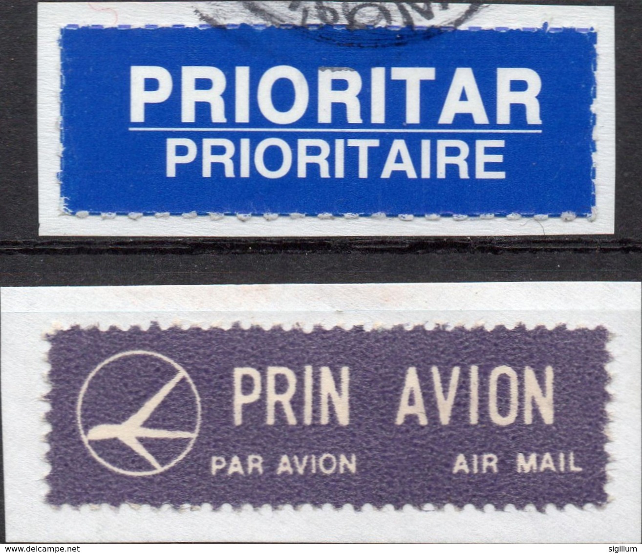 ROMANIA - LABELS - TARGHETTA POSTA PRIORITARIA E AEREA - VIAGGIATE - Service