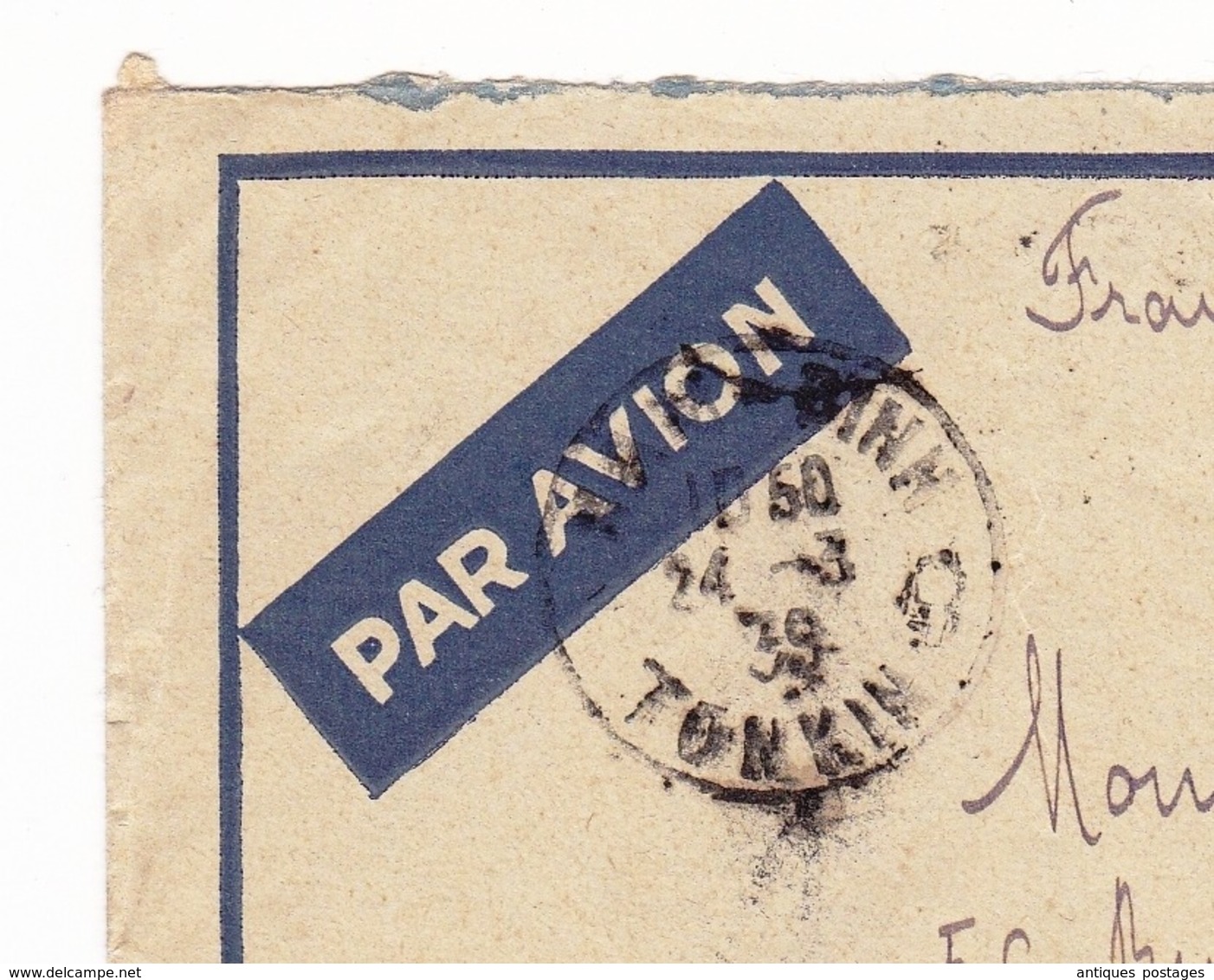 Lettre 1939 Nam Dinh Tonkin Indochine Rennes Ille Et Vilaine - Poste Aérienne