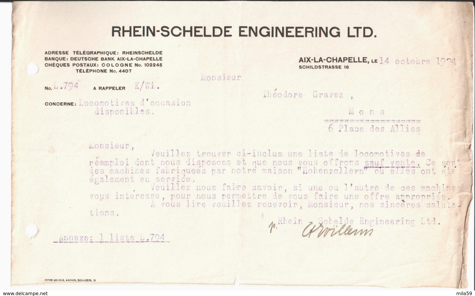 Rhein Schelde Engineering LTD. Aix La Chapelle. - 1900 – 1949