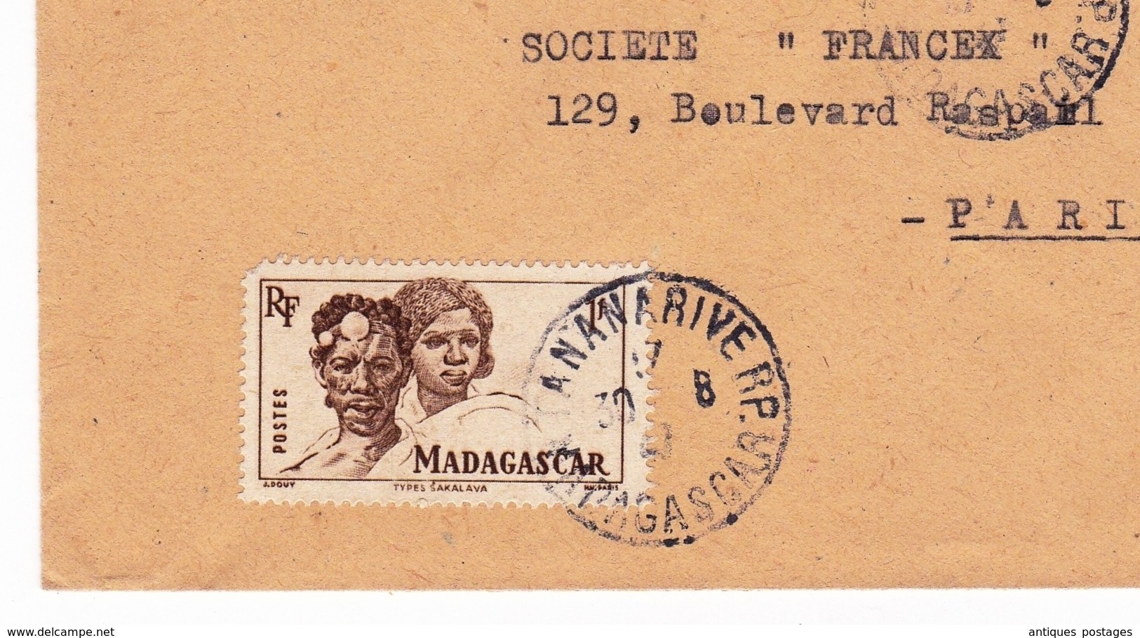 Lettre 1947 Madagascar Poste Aérienne Antananarivo Tananarive Crédit Foncier Banque Bank - Poste Aérienne