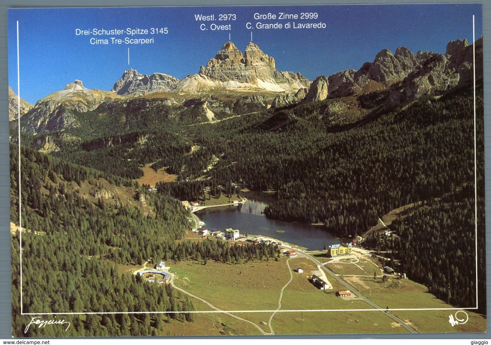 °°° Cartolina - Aereo Tappeiner N. 1819 - Il Lago Di Misurina Sullo Sfondo A Sinistra Il Monte Piana  Nuova °°° - Trento