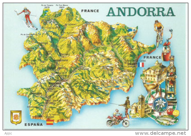 Carte En Relief De L'Andorre, Carte Postale Neuve Non Circulée - Andorre