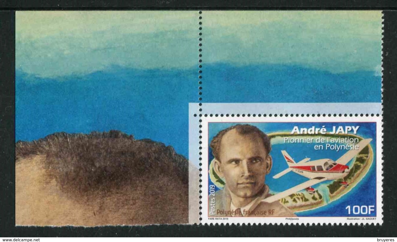 TIMBRE** De 2019 De POLYNESIE En Coin De Feuille "100f - André JAPY Pionnier De L'aviation En Polynésie" - Unused Stamps