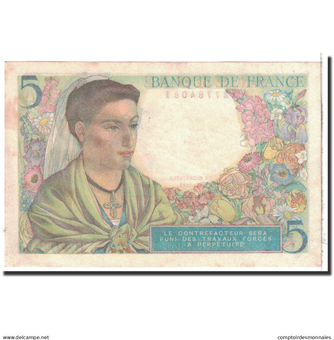 Billet, France, 5 Francs, 1943, 1943-08-05, SUP, Fayette:5.3, KM:98a - 5 F 1943-1947 ''Berger''