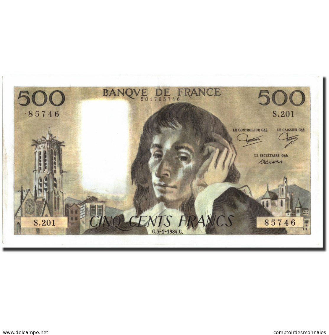 France, 500 Francs, 500 F 1968-1993 ''Pascal'', 1984, 1984-01-05, TTB+ - 500 F 1968-1993 ''Pascal''