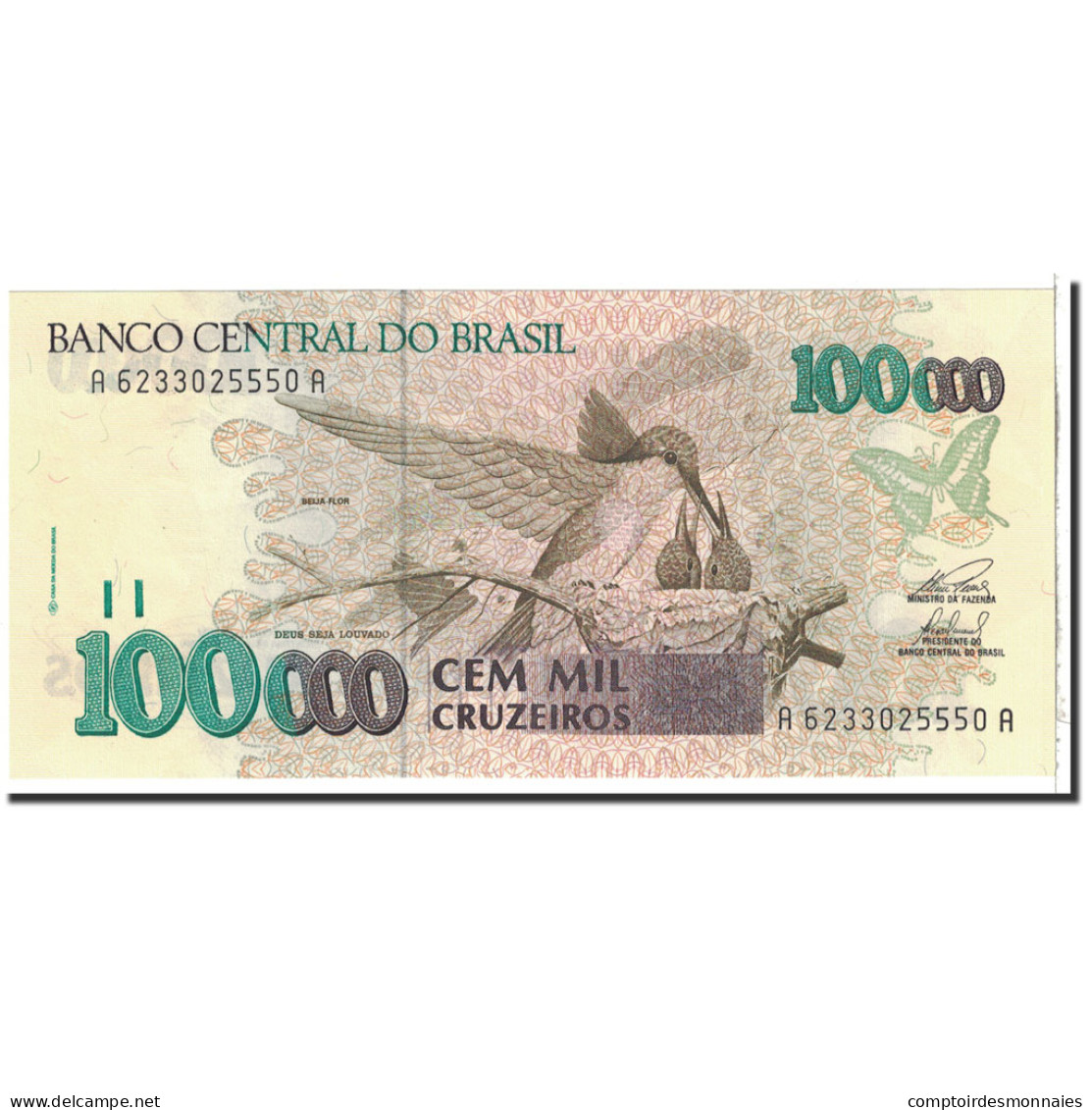 Billet, Brésil, 100,000 Cruzeiros, 1993, Undated, KM:235c, NEUF - Brazil