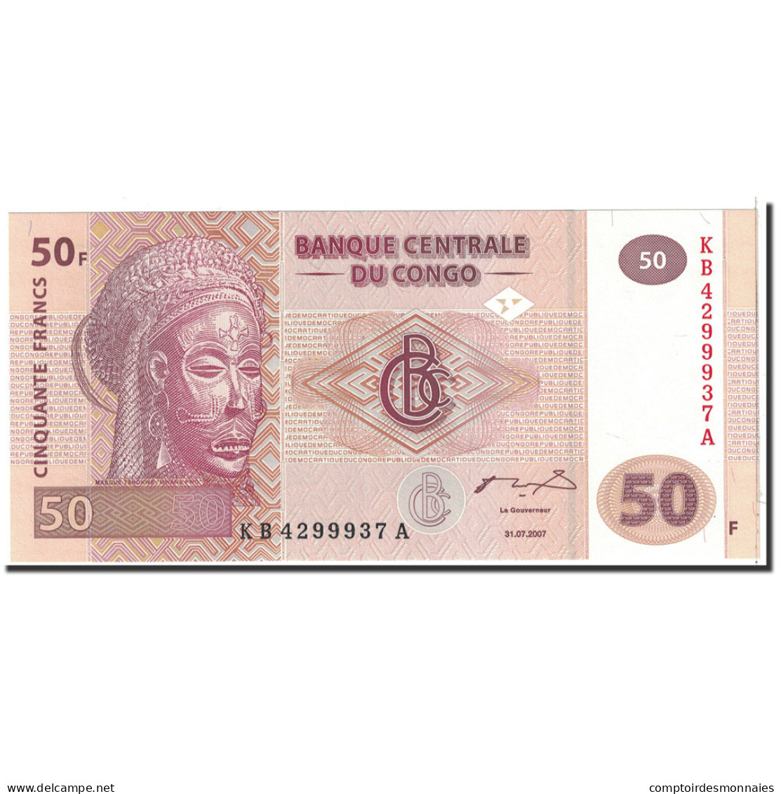 Billet, Congo Democratic Republic, 50 Francs, 2007, 2007-07-31, KM:97a, NEUF - Demokratische Republik Kongo & Zaire