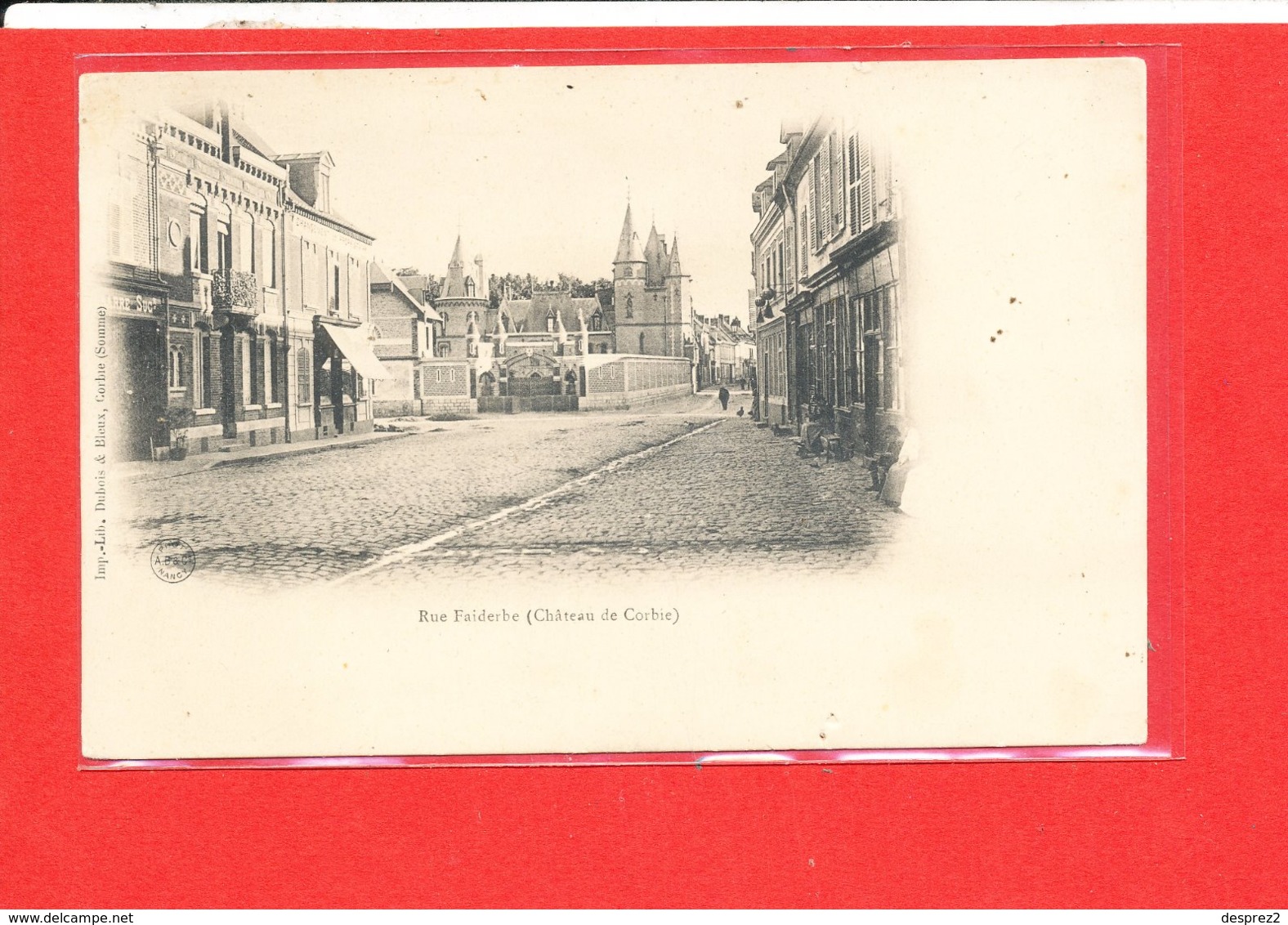 80 CORBIE Cpa Rue Faidherbe Et Chateau Edit Bleux - Corbie