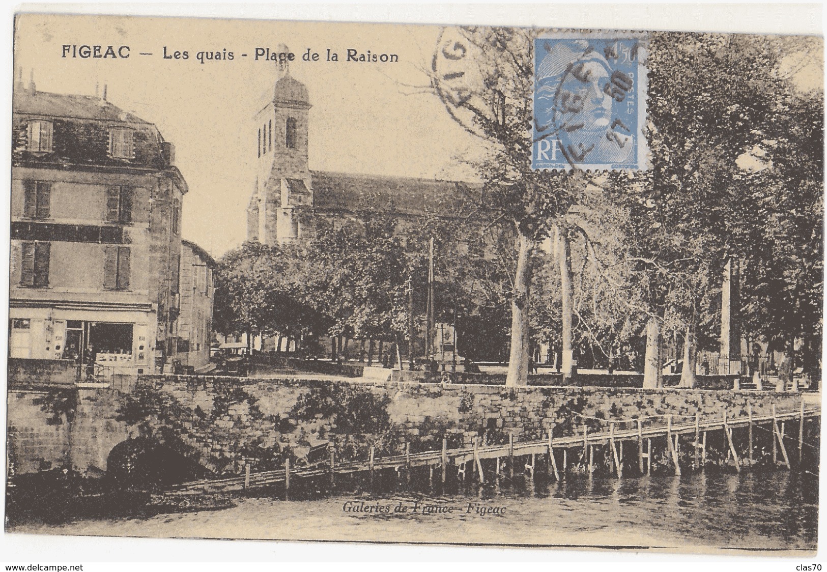 FIGEAC - LES QUAIS - PLAGE DE LA RAISON - 1950 - Figeac