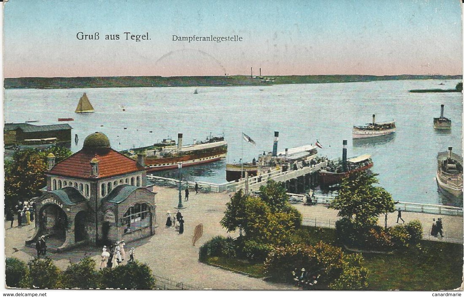 CARTE POSTALE 1916 GRUSS AUS TEGEL DAMPFERANLAGESTELLE - Tegel