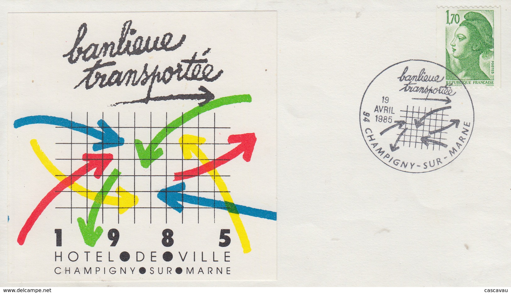 Enveloppe  FRANCE   Banlieue  Transportée   CHAMPIGNY  SUR  MARNE   1985 - Otros (Tierra)