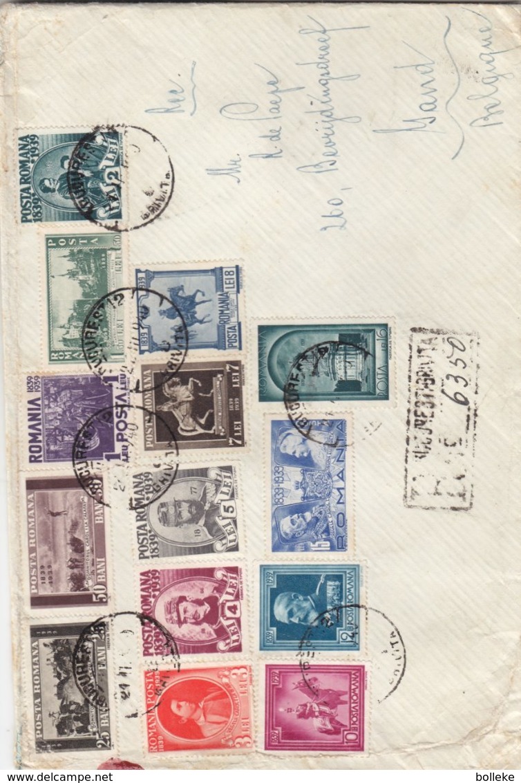 Roumanie - Lettre Recom De 1940 ° - Oblit Bucuresti - Exp Vers Gand - Chevaux - Statues - Rois - - Covers & Documents