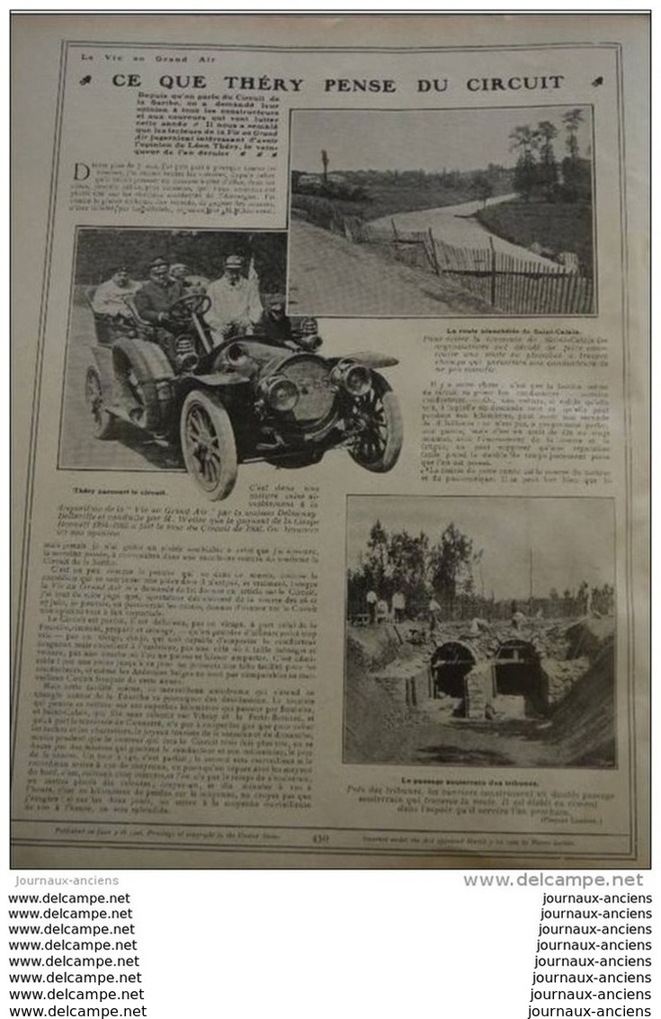 1906 TOUR DE FRANCE AUTOMOBILE - SAUT EN HAUTEUR - FETE DU PRADO A MADRID - CIRCUIT DE LA SARTHE / MEULAN VOILE - Autres & Non Classés