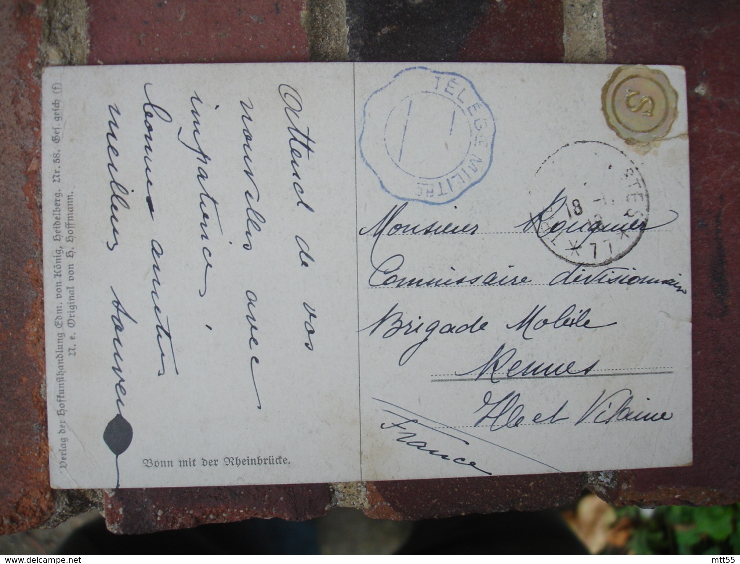 Telegramme Militaire Cachet Bleu Franchise Postale Militaire Tresor Et Poste 77 Guerre 14.18 - Oorlog 1914-18