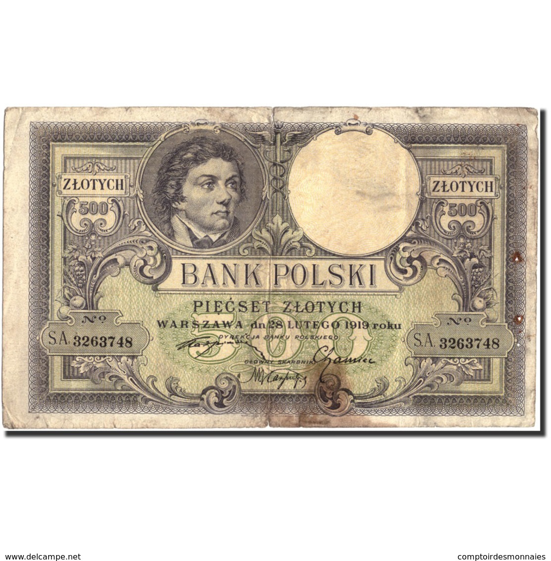 Billet, Pologne, 500 Zlotych, 1919, 1919-02-28, KM:58, B - Polen