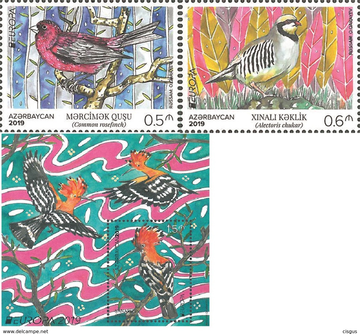 Azerbaijan Aserbaidschan MNH** 2019 Bird Set + Block  Preeorder 3 Weeks Delivery - 2019