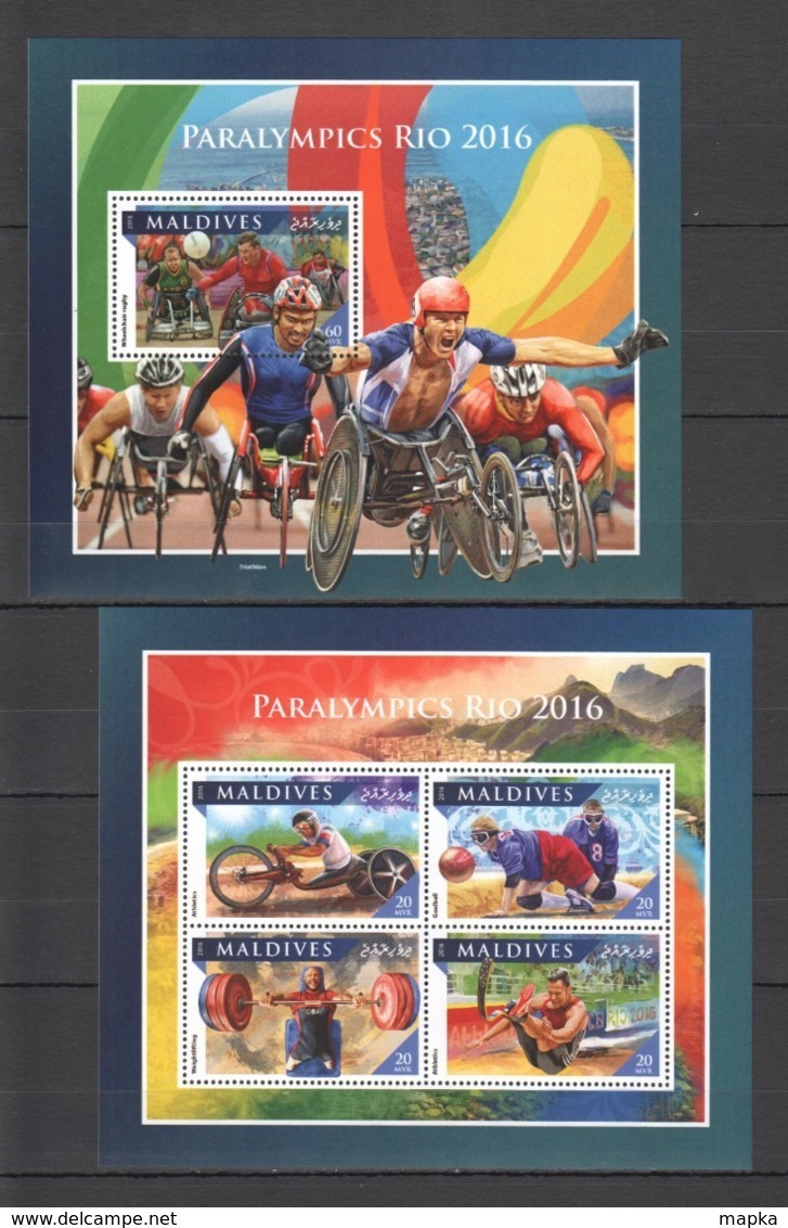 ML027 2016 MALDIVES SPORTS OLYMPIC GAMES PARALYMPICS RIO 1KB+1BL MNH - Summer 2016: Rio De Janeiro