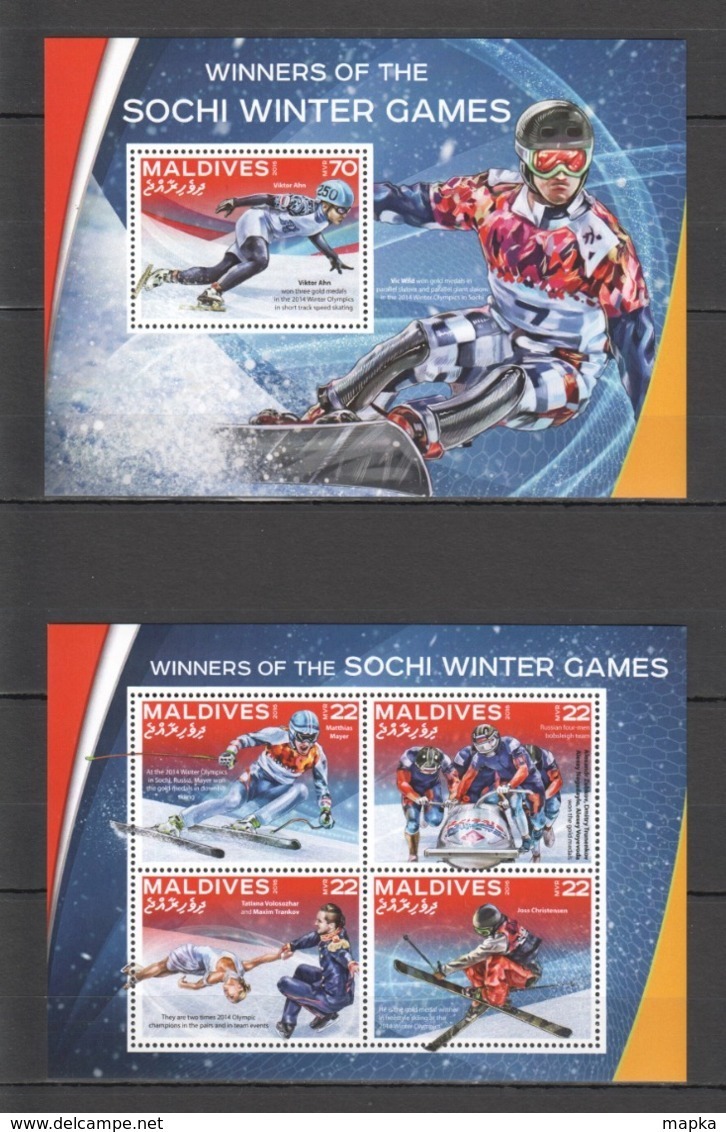 ML042 2016 MALDIVES SPORTS OLYMPIC GAMES SOCHI 1KB+1BL MNH - Winter 2014: Sochi