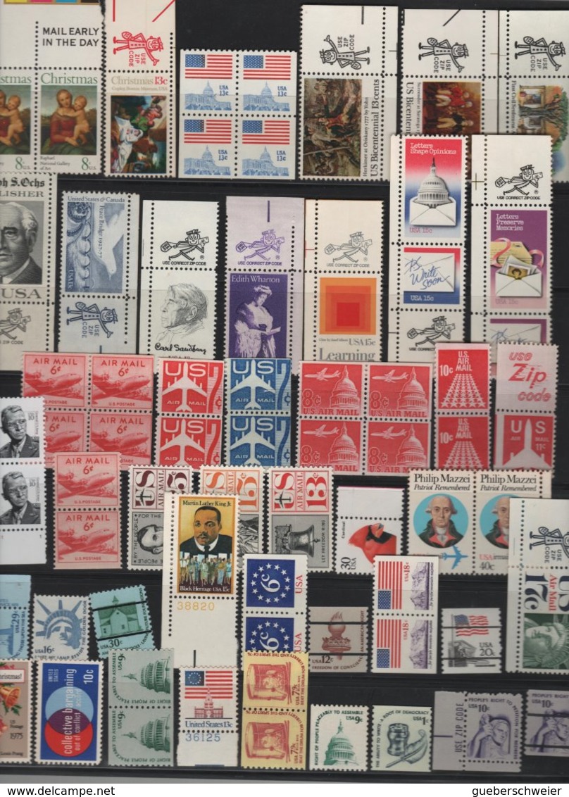 ED 35 - ETATS-UNIS Beau Lot De Timbres Neufs** 1er Choix Avec Blocs De 4, Bdf Numérotés Ou Avec ZIP Forte Côte - Collections