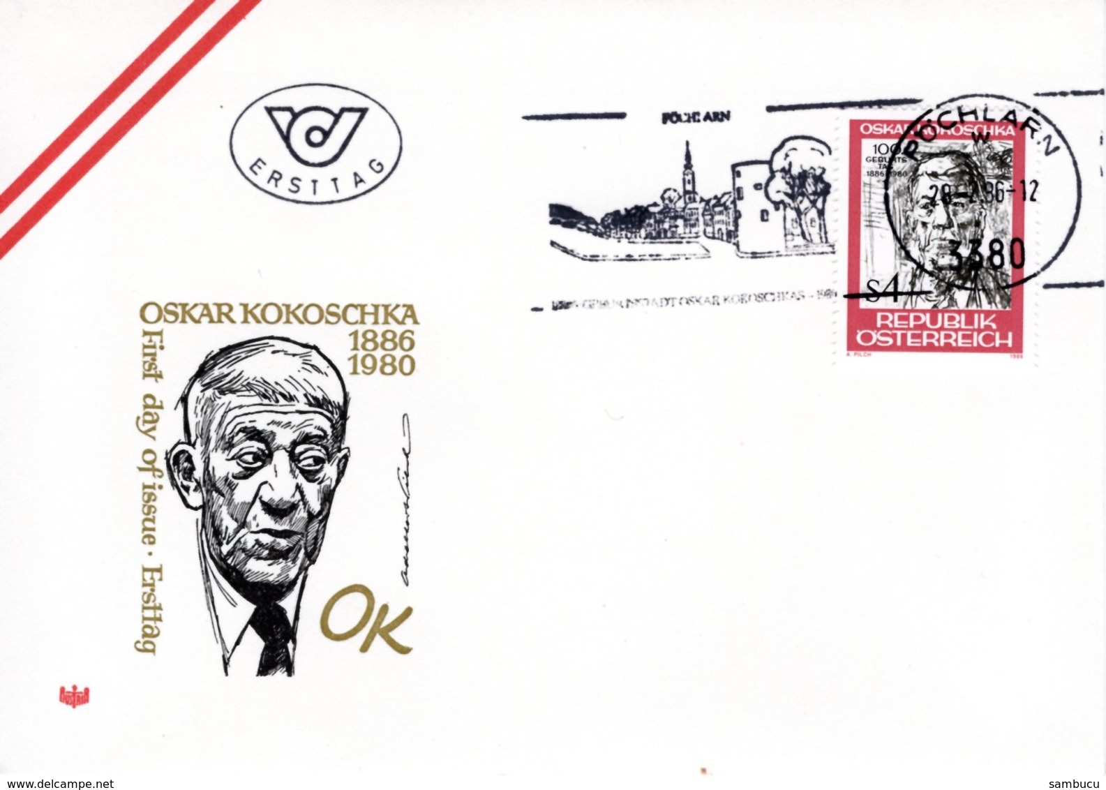 FDC - Oskar Kokoschka 3380 Pöchlarn 28.02.1986 Ersttag - FDC