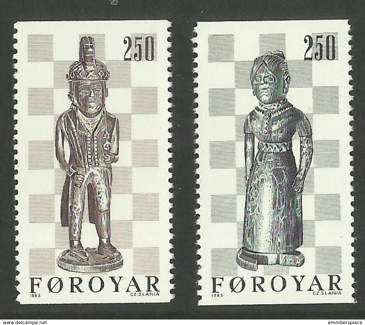 Faroe Islands - 1983 Chess Pieces MNH **   SG 81-2  Sc 93-4 - Faroe Islands