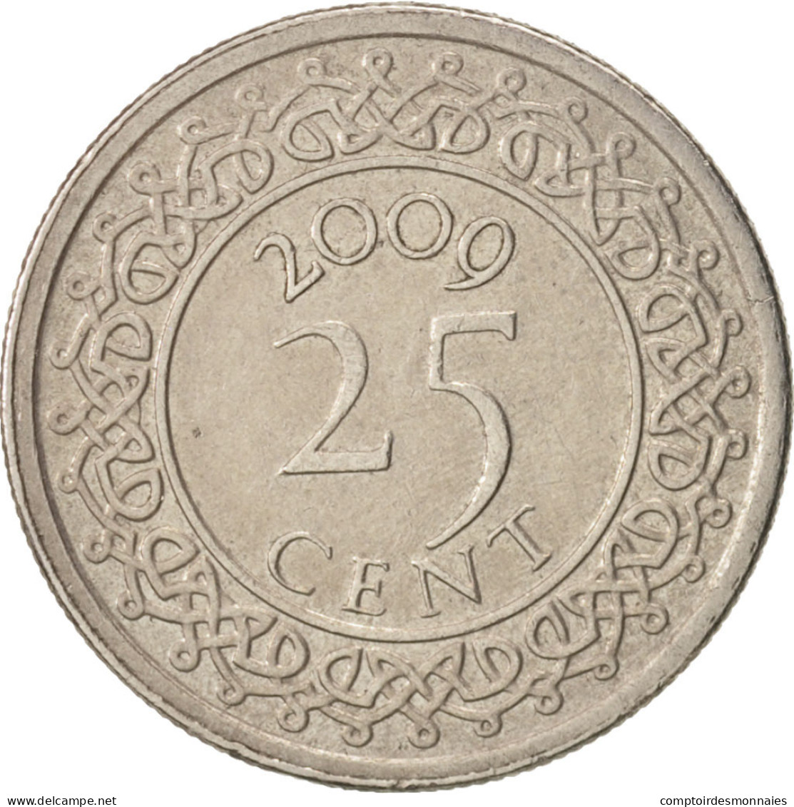 Monnaie, Surinam, 25 Cents, 2009, TTB+, Nickel Plated Steel, KM:14A - Suriname 1975 - ...