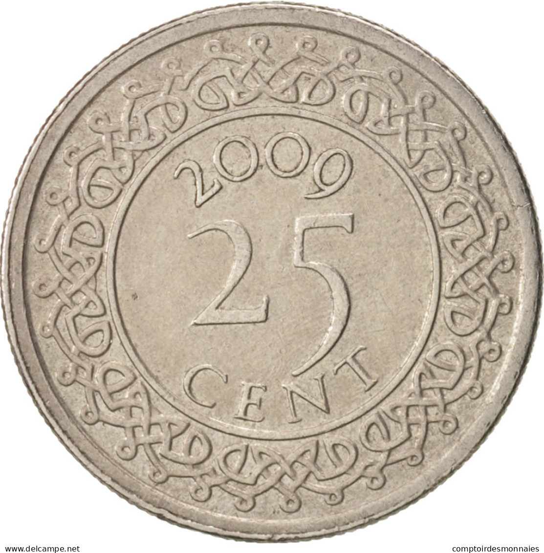 Monnaie, Surinam, 25 Cents, 2009, TTB+, Nickel Plated Steel, KM:14A - Surinam 1975 - ...