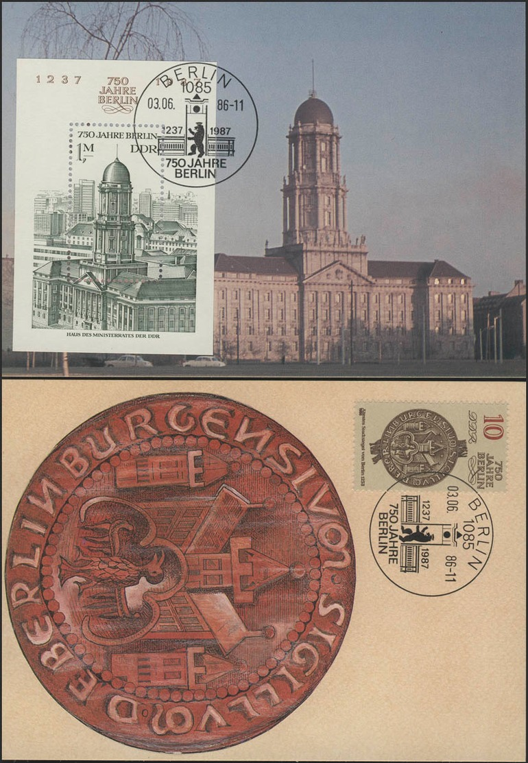 3023-26 Und Bl.64 750 Jahre Berlin 1986 - Satz Auf Wermsdorf-Maximumkarten - Autres & Non Classés