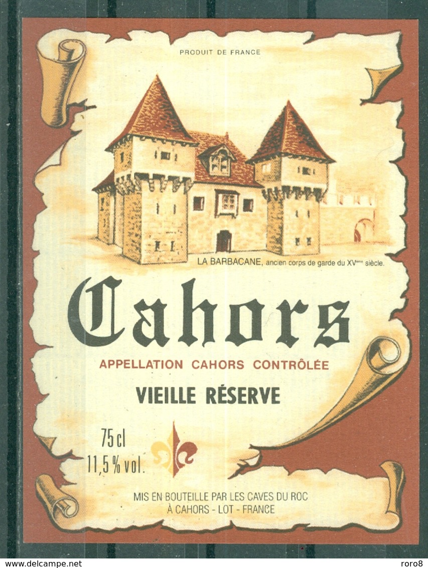 CAHORS - VIEILLE RESERVE - APPELLATION CAHORS CONTROLEE (Etiquette Neuve)   75 Cl  11,5% Vol. - Cahors